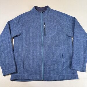 Lululemon Relaxed Sweater Mens Size XL Blue Wool Blend Full Zip Fleece Lined